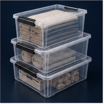 Stackable Clear Storage Bins sample product visual